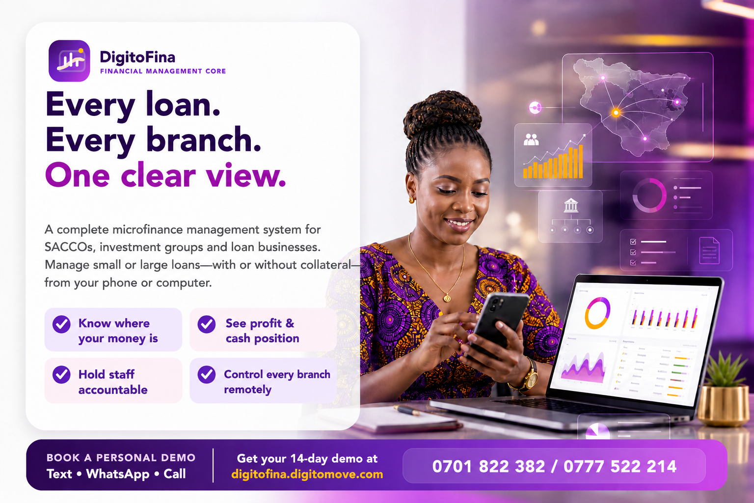 DigitoFina owner benefits for monitoring a loan business